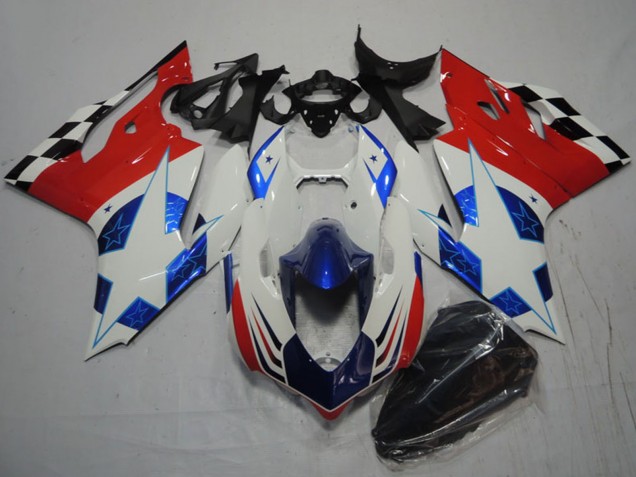 Lojas Carenagens Moto Ducati 1199 2011-2014 - Branco Azul Vermelho Preto