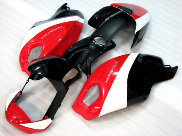 Lojas Carenagem Moto Ducati Monster 696 2008-2012 - Branco Vermelho Preto Brilhante