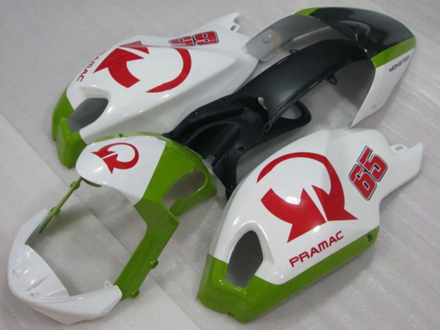 Lojas Carenagens Moto Ducati Monster 696 2008-2012 - Branco Verde Vermelho Pramac 65