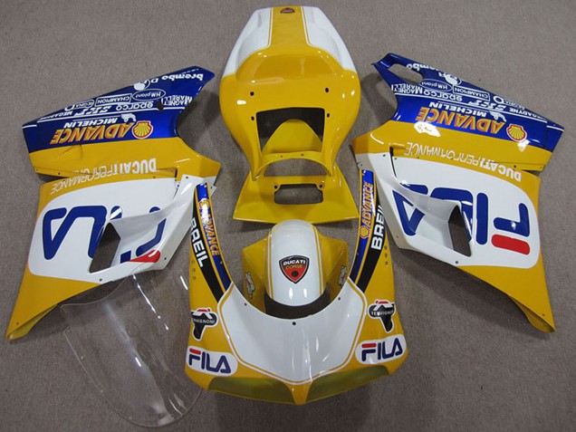 Lojas Carenagens Moto Ducati 748 1993-2005 - Amarelo Branco Azul Fila