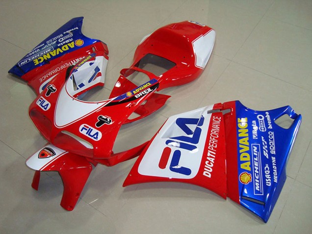 Lojas Carenagens Moto Ducati 748 1993-2005 - Branco Vermelho Azul Fila