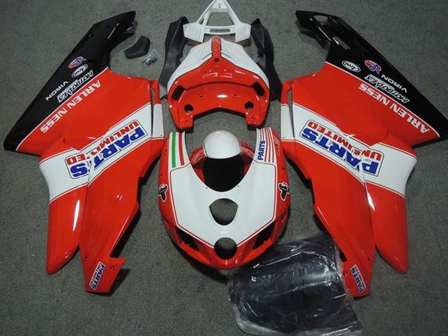 Lojas Carenagens Moto Ducati 749 999 2003-2004 - Branco Vermelho Preto Brilhante Parts Unlimited