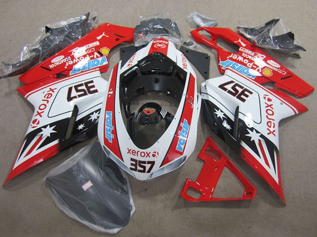 Lojas Carenagens Moto Ducati 1098 2007-2014 - Branco Vermelho Preto Xerox 357