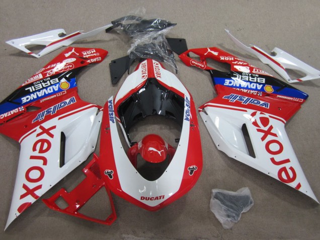 Lojas Carenagens Moto Ducati 1098 2007-2014 - Branco Vermelho Azul Preto Valsir Xerox
