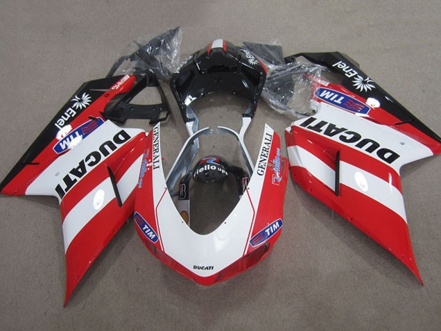 Lojas Carenagens Moto Ducati 1098 2007-2014 - Vermelho Branco Preto Generali Tim
