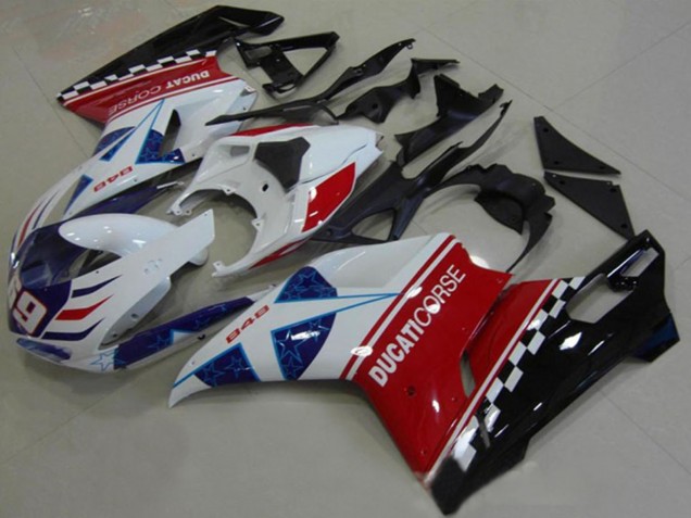 Lojas Carenagens Moto Ducati 1098 2007-2014 - Branco Vermelho Preto Azul Corse 69