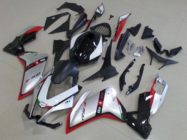 Lojas Carenagem Moto Aprilia RS4 50 125 2012-2018 - Prata Vermelho Preto Brilhante