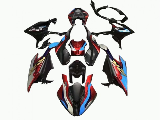 Lojas Carenagem Moto BMW S1000RR 2019-2022 - Preto Azul Vermelho Ouro Estilo de Corrida