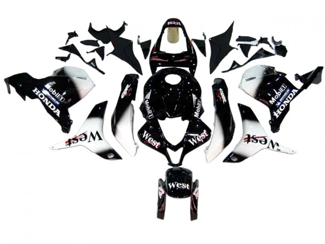 Lojas Carenagens Moto Honda CBR600RR 2009-2012 - Preto Brilhante Branco West