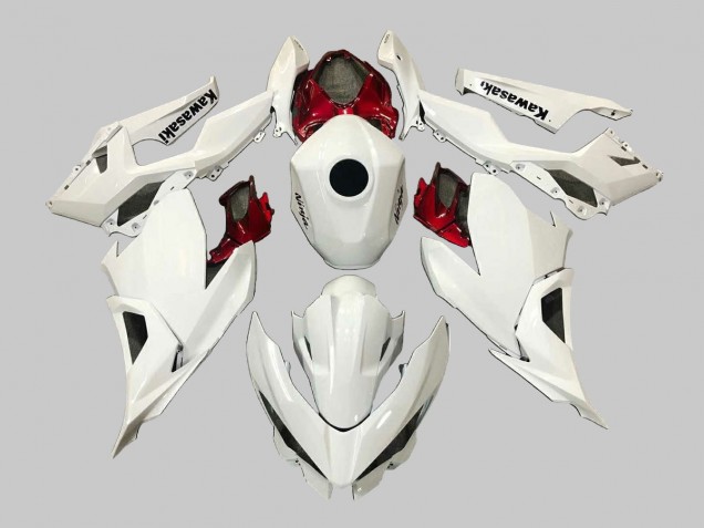 Lojas Carenagens Moto Kawasaki EX400 2018-2024 - Branco Vermelho Preto