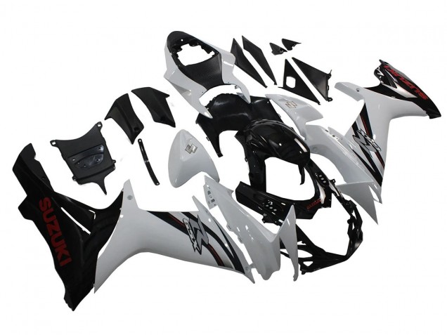 Lojas Carenagens Moto Suzuki GSXR 600/750 2011-2024 - Branco Preto Brilhante