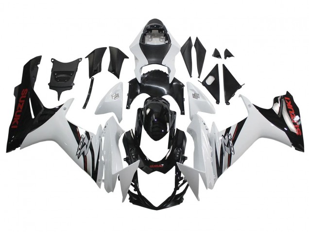 Lojas Carenagens Moto Suzuki GSXR 600/750 2011-2024 - Branco Preto Brilhante