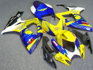 Lojas Carenagens Moto Suzuki GSXR 600/750 2006-2007 - Branco Azul Amarelo Corona Alstare