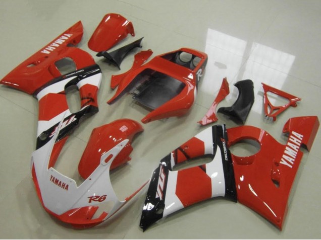 Lojas Carenagens Moto Yamaha YZF R6 1998-2002 - Vermelho Branco Preto Brilhante