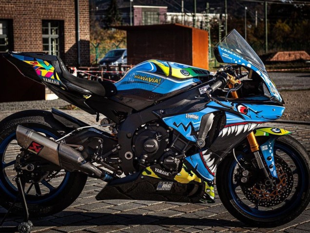 Lojas Carenagens Moto Yamaha YZF R1 2015-2019 - Azul Amarelo Tubarão