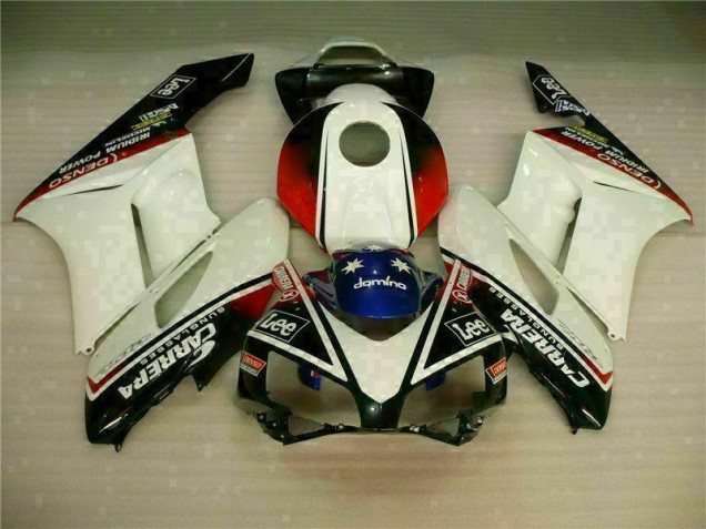 Plástico CBR 1000RR 2004-2005 - Branco Preto Plástico CBR 1000RR 2004-2005 - Branco Preto