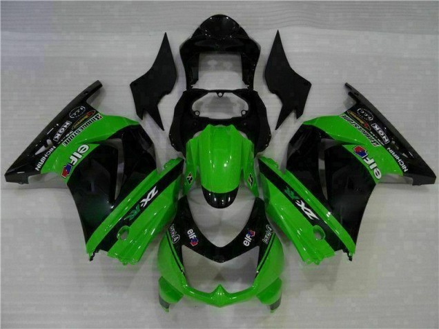 Plástico EX250 2008-2012 - Preto Verde Plástico EX250 2008-2012 - Preto Verde