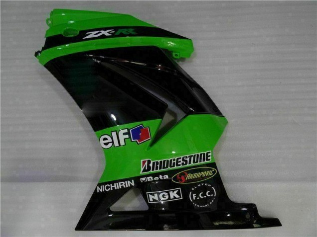 Plástico EX250 2008-2012 - Preto Verde Plástico EX250 2008-2012 - Preto Verde