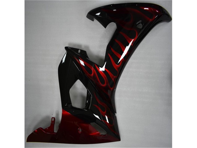 Plástico R6 2003-2005 - Preto Vermelho Chama Plástico R6 2003-2005 - Preto Vermelho Chama