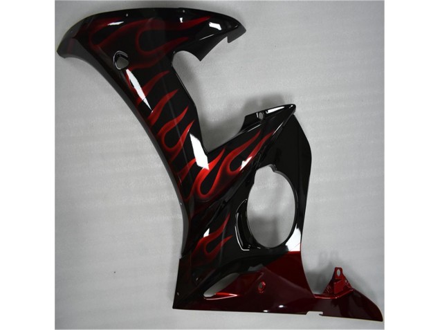 Plástico R6 2003-2005 - Preto Vermelho Chama Plástico R6 2003-2005 - Preto Vermelho Chama