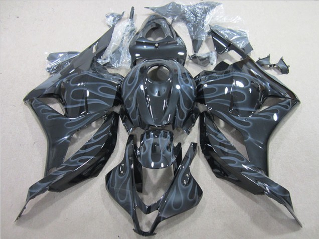 Plásticos CBR 600RR 2009-2012 - Preto Prata Chama Plásticos CBR 600RR 2009-2012 - Preto Prata Chama